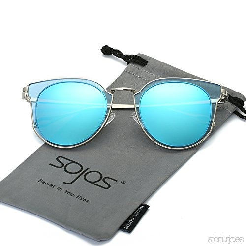 SODQW Gafas de Sol Polarizadas Mujer Espejo Marca Clásico Metal Marco  UVA/UVB Protección (Marco Dorado/Lente azul) : : Moda